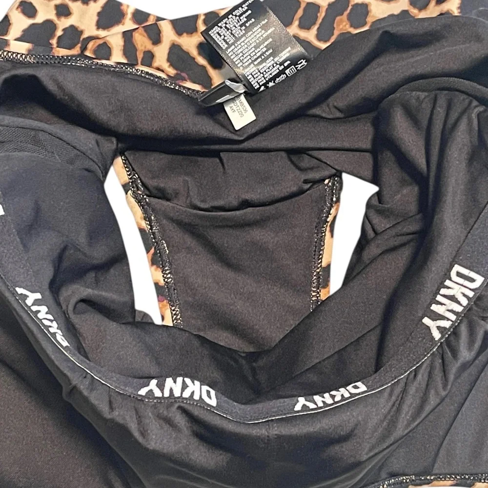 DKNY NEW Animal-Print Ruched One-Piece Swimsuit Mesh Sides Size 10 NWT $98 MSRP - Picture 13 of 15